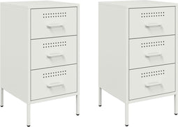 vidaXL - Nachtkastjes - 2 - st - 36x39x68 - cm - staal - wit