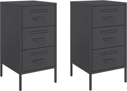 vidaXL - Nachtkastjes - 2 - st - 36x39x68 - cm - staal - zwart