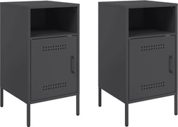 vidaXL - Nachtkastjes - 2 - st - 36x39x68 - cm - staal - zwart