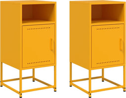vidaXL - Nachtkastjes - 2 - st - 36x39x78 - cm - staal - mosterdgeel