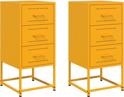 vidaXL - Nachtkastjes - 2 - st - 36x39x78 - cm - staal - mosterdgeel