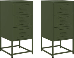 vidaXL - Nachtkastjes - 2 - st - 36x39x78 - cm - staal - olijfgroen