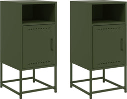 vidaXL - Nachtkastjes - 2 - st - 36x39x78 - cm - staal - olijfgroen