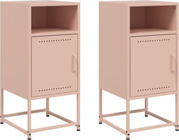 vidaXL - Nachtkastjes - 2 - st - 36x39x78 - cm - staal - roze