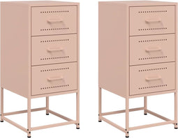 vidaXL - Nachtkastjes - 2 - st - 36x39x78 - cm - staal - roze