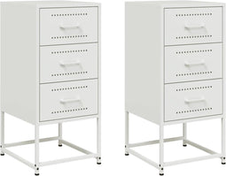 vidaXL - Nachtkastjes - 2 - st - 36x39x78 - cm - staal - wit