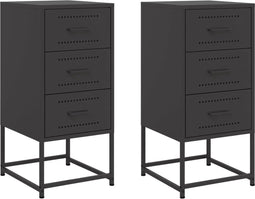 vidaXL - Nachtkastjes - 2 - st - 36x39x78 - cm - staal - zwart