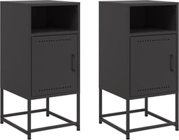 vidaXL - Nachtkastjes - 2 - st - 36x39x78 - cm - staal - zwart