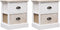 vidaXL - Nachtkastjes - 2 - st - 38x28x45 - cm - paulowniahout - wit - en - naturel