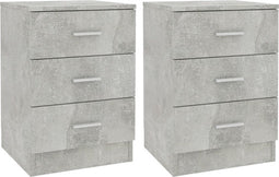 vidaXL - Nachtkastjes - 2 - st - 38x35x56 - cm - bewerkt - hout - betongrijs