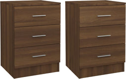 vidaXL - Nachtkastjes - 2 - st - 38x35x56 - cm - bewerkt - hout - bruin - eikenkleur