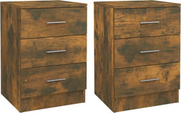 vidaXL - Nachtkastjes - 2 - st - 38x35x56 - cm - bewerkt - hout - gerookt - eikenkleurig
