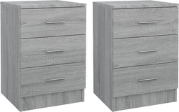 vidaXL - Nachtkastjes - 2 - st - 38x35x56 - cm - bewerkt - hout - grijs - sonoma - eiken