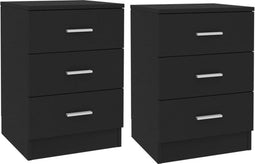 vidaXL - Nachtkastjes - 2 - st - 38x35x56 - cm - bewerkt - hout - zwart