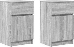 vidaXL - Nachtkastjes - 2 - st - 39x35x65 - cm - bewerkt - hout - grijs - sonoma - eiken