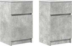 vidaXL - Nachtkastjes - 2 - st - 39x35x65 - cm - bewerkt - hout - betongrijs