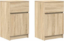 vidaXL - Nachtkastjes - 2 - st - 39x35x65 - cm - bewerkt - hout - sonoma - eikenkleurig