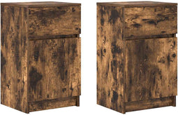 vidaXL - Nachtkastjes - 2 - st - 39x35x65 - cm - bewerkt - hout - gerookt - eikenkleur