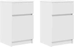 vidaXL - Nachtkastjes - 2 - st - 39x35x65 - cm - bewerkt - hout - wit