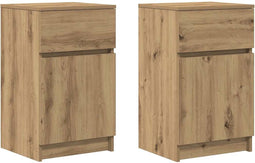 vidaXL - Nachtkastjes - 2 - st - 39x35x65cm - bewerkt - hout - artisanaal - eikenkleur