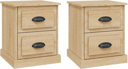 vidaXL - Nachtkastjes - 2 - st - 39x39x47,5 - cm - bewerkt - hout - sonoma - eikenkleur