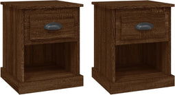 vidaXL - Nachtkastjes - 2 - st - 39x39x47,5 - cm - bewerkt - hout - bruin - eikenkleur