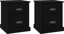 vidaXL - Nachtkastjes - 2 - st - 39x39x47,5 - cm - bewerkt - hout - zwart