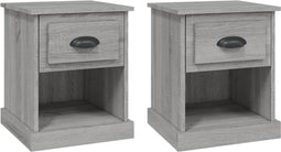 vidaXL - Nachtkastjes - 2 - st - 39x39x47,5 - cm - bewerkt - hout - grijs - sonoma - eiken