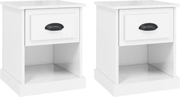 vidaXL - Nachtkastjes - 2 - st - 39x39x47,5 - cm - bewerkt - hout - hoogglans - wit