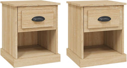 vidaXL - Nachtkastjes - 2 - st - 39x39x47,5 - cm - bewerkt - hout - sonoma - eikenkleur