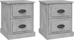 vidaXL - Nachtkastjes - 2 - st - 39x39x47,5 - cm - bewerkt - hout - betongrijs