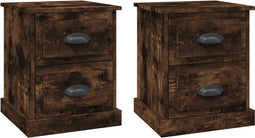 vidaXL - Nachtkastjes - 2 - st - 39x39x47,5 - cm - bewerkt - hout - gerookt - eikenkleur