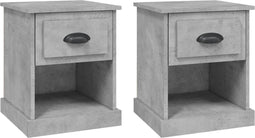 vidaXL - Nachtkastjes - 2 - st - 39x39x47,5 - cm - bewerkt - hout - betongrijs