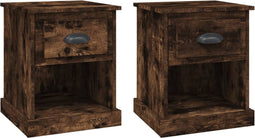 vidaXL - Nachtkastjes - 2 - st - 39x39x47,5 - cm - bewerkt - hout - gerookt - eikenkleur