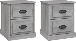 vidaXL - Nachtkastjes - 2 - st - 39x39x47,5 - cm - bewerkt - hout - grijs - sonoma - eiken