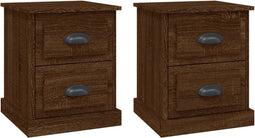 vidaXL - Nachtkastjes - 2 - st - 39x39x47,5 - cm - bewerkt - hout - bruin - eikenkleur