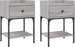vidaXL - Nachtkastjes - 2 - st - 40,5x31x60 - cm - bewerkt - hout - grijs - sonoma - eiken