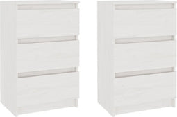vidaXL - Nachtkastjes - 2 - st - 40x29,5x64 - cm - massief - grenenhout - wit