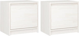 vidaXL - Nachtkastjes - 2 - st - 40x30,5x40 - cm - massief - grenenhout - wit