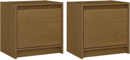 vidaXL - Nachtkastjes - 2 - st - 40x30,5x40 - cm - massief - grenenhout - honingbruin