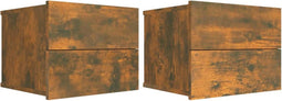 vidaXL - Nachtkastjes - 2 - st - 40x30x30 - cm - bewerkt - hout - gerookt - eikenkleurig