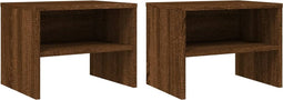 vidaXL - Nachtkastjes - 2 - st - 40x30x30 - cm - bewerkt - hout - bruin - eikenkleur
