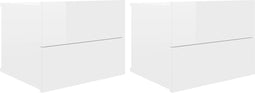 vidaXL - Nachtkastjes - 2 - st - 40x30x30 - cm - bewerkt - hout - hoogglans - wit