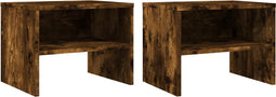 vidaXL - Nachtkastjes - 2 - st - 40x30x30 - cm - bewerkt - hout - gerookt - eikenkleurig