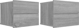 vidaXL - Nachtkastjes - 2 - st - 40x30x30 - cm - bewerkt - hout - grijs - sonoma - eiken