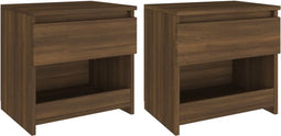 vidaXL - Nachtkastjes - 2 - st - 40x30x39 - cm - bewerkt - hout - bruin - eikenkleur