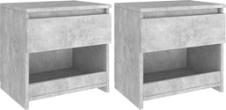 vidaXL - Nachtkastjes - 2 - st - 40x30x39 - cm - bewerkt - hout - betongrijs