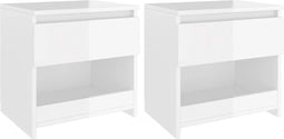 vidaXL - Nachtkastjes - 2 - st - 40x30x39 - cm - bewerkt - hout - hoogglans - wit