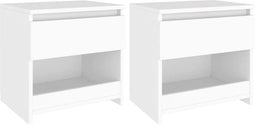 vidaXL - Nachtkastjes - 2 - st - 40x30x39 - cm - bewerkt - hout - wit