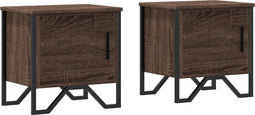 vidaXL - Nachtkastjes - 2 - st - 40x30x40 - cm - bewerkt - hout - bruin - eikenkleur